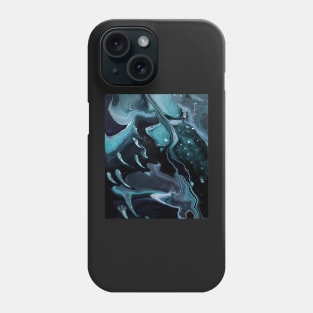 Ghosts - Black Gray White Teal Acrylic Pour Phone Case