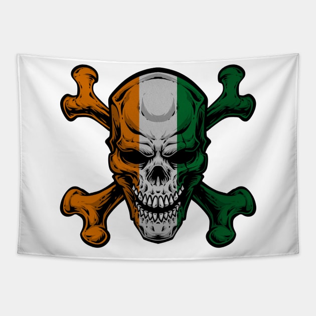 Ivory Coast skull , skull Flag Of Côte d'Ivoire , Ivory Coast Tapestry by mamabirds