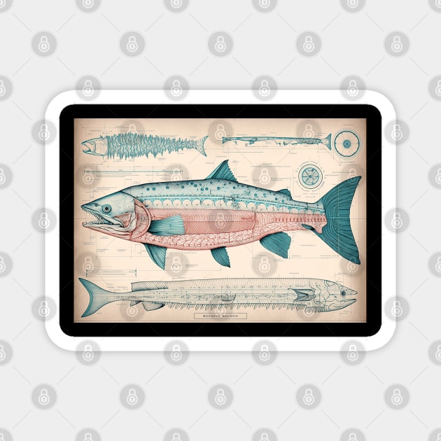 Sockeye Salmon Fish Print Magnet by DanielLiamGill