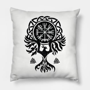 Vegvisir and Phoenix bird Pillow