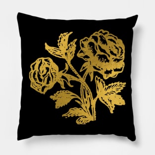 Purple And Gold Summer Floral Seamless Pattern-1 Pillow