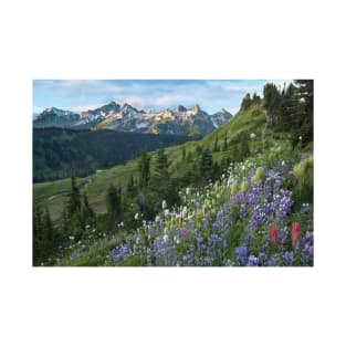 Wildflowers And Tatoosh Range Mount Rainier National Park T-Shirt