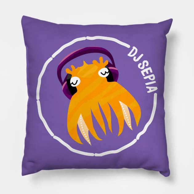 DJ Sepia cuttlefish Pillow by DJ Sepia