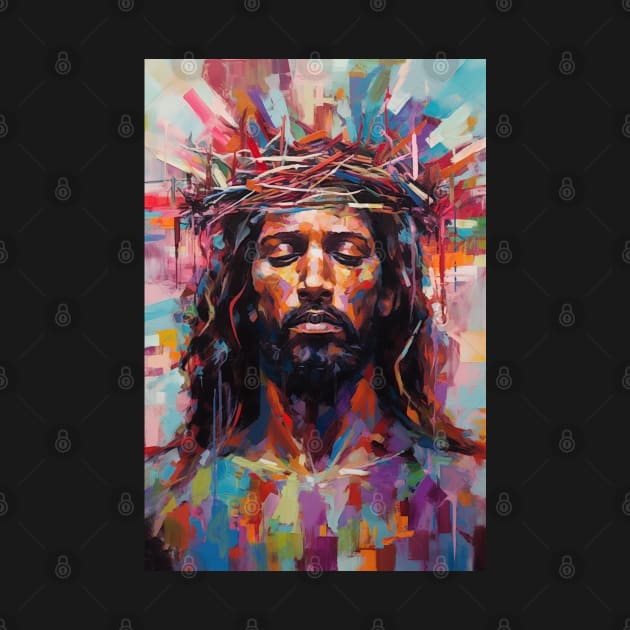 Black Abstract Art Jesus Christ by AI Art Originals