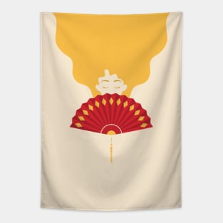 Beautiful Lady Oriental Red Handfan Tapestry