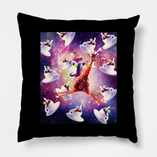 Rave Space Cat On Giraffe Unicorn - Coffee Pillow