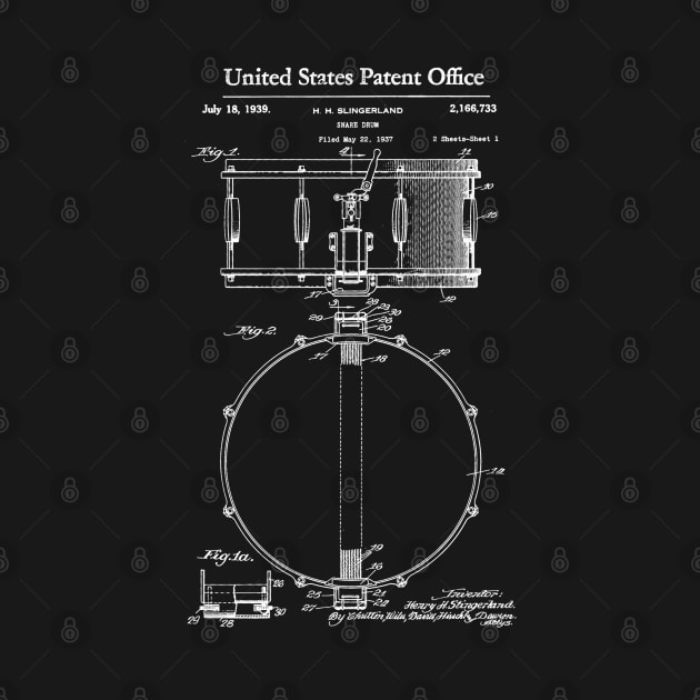 Snare Drum Patent White by Luve