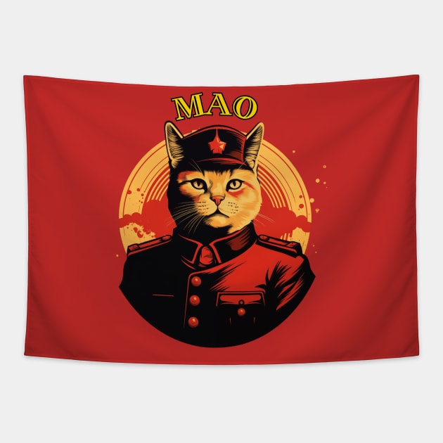 Chairman Mao - Chairman Meow - Mao Zedong Communist Party Leader Cat design.  毛主席 - 猫主席 - 共产党领导猫泽东 Tapestry by SocraTees