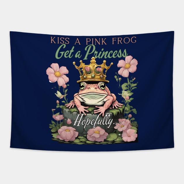 Kiss a pink frog Tapestry by ViaSabo