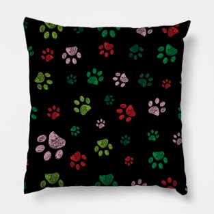 Christmas design seamless paw prints Pillow