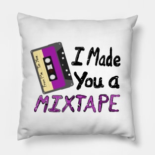 I Made You A Mixtape. From Me To You. Cassette Mix Tape with Black and Purple Letters (White Background) Pillow