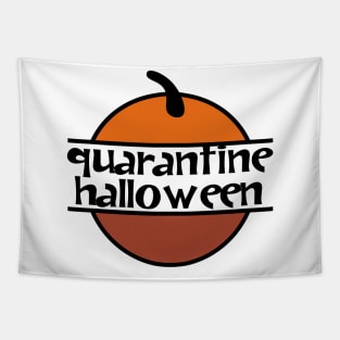 Pumpkin Quarantine Halloween on White Tapestry