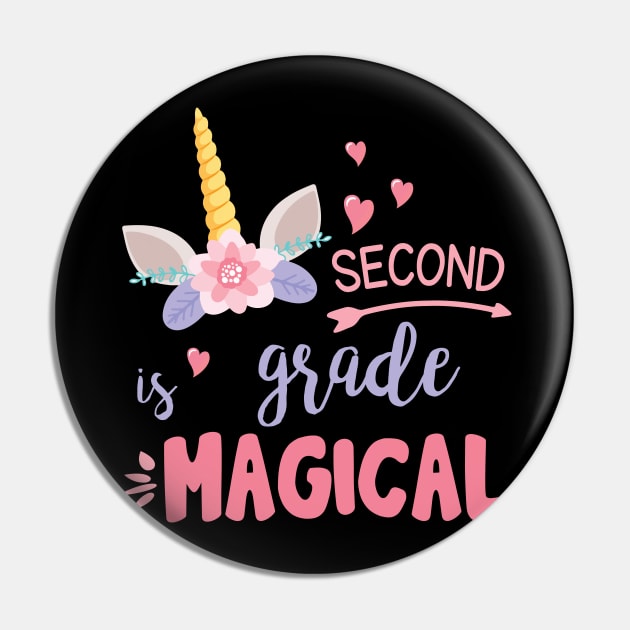 Unicorn Student Teacher Second Grade Is Magical Back School Pin by joandraelliot