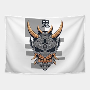 oni mask red samurai girl scary Tapestry