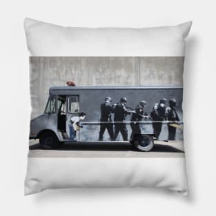 Banksy Swat Team Surprise Boy Pillow