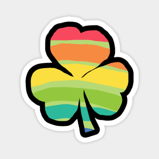 Shamrock of Rainbow Stripes for St Patricks Day Magnet