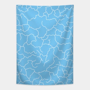 Baby Blue and White Cracked Lines Minimal Abstract Pattern Tapestry