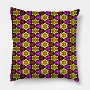 Yellow and Pink Flower Pattern Pillow