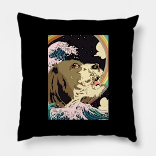 SHIH TZU DOG GREAT WAVE RAINBOW SHIRT Pillow