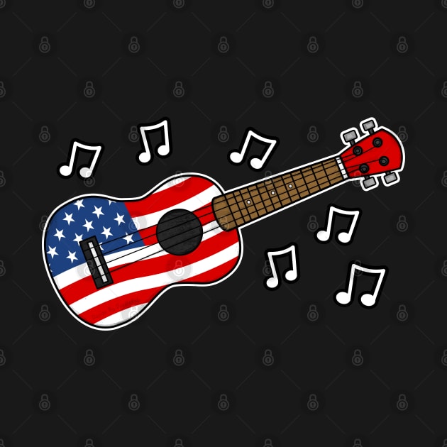 4th July Ukulele USA Flag Ukulelist by doodlerob