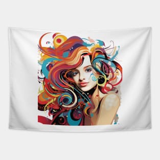 Colorful Woman in Abstract: HD Art Free Download with Liquid Emulsion Technique Tapestry