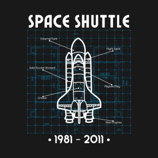 Space Shuttle Rocket Blueprint Spaceship T-Shirt