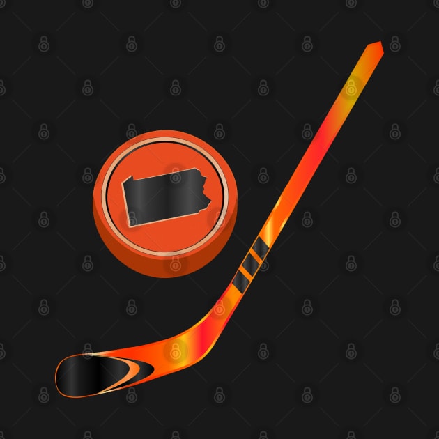 NHL - PA Orange Black Stick and Puck by geodesyn