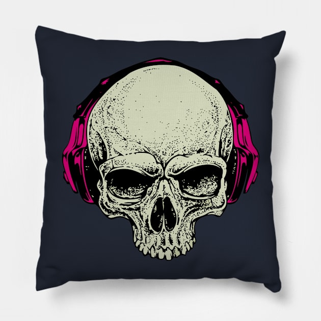 headphone skull Pillow by Spectrum