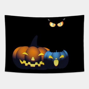 Cute Halloween Pumpkin Black Cat Spooky Season Autumn Vibes Halloween Thanksgiving and Fall Color Lovers Tapestry