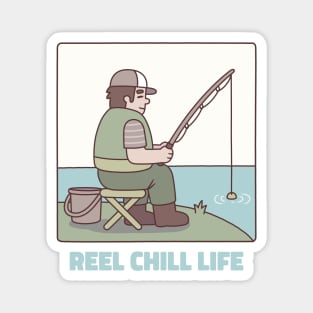 Funny Reel Chill Life Fishing Pun Magnet