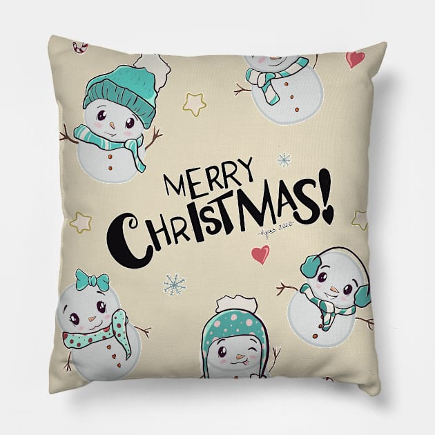 Funny and Kawaii Christmas Pillow by KyasSan