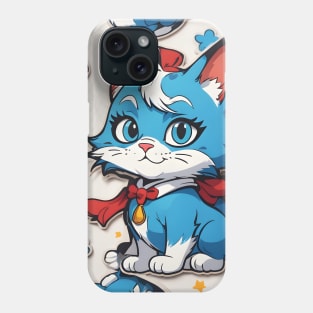 Cute Blue Cartoon Cat Pattern Phone Case