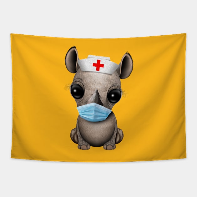 Cute Baby Rhino Nurse Tapestry by jeffbartels