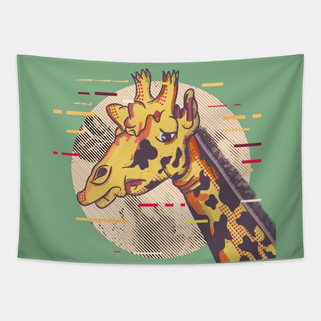 Giraffe Face Distressed Tapestry by mailboxdisco