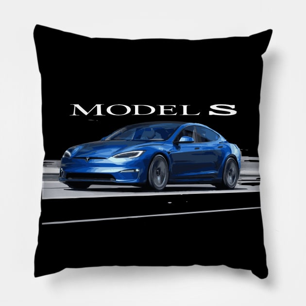 elon model s modified plaid dad blue Pillow by cowtown_cowboy