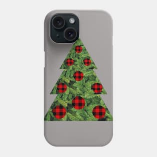 Pine tree with buffalo plaid ornaments Phone Case