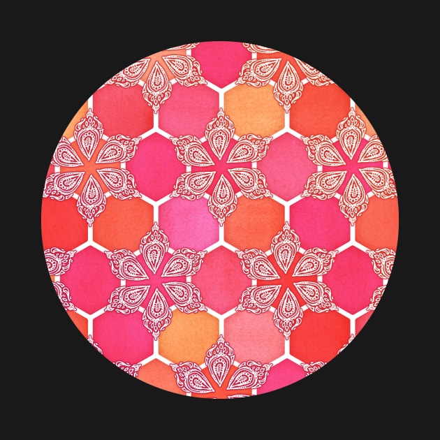 Pink Spice Honeycomb - Doodle Hexagon Pattern by micklyn