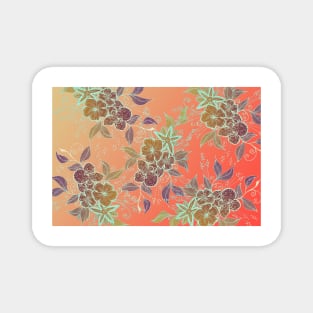 Bronze and Orange Flower Pattern Magnet