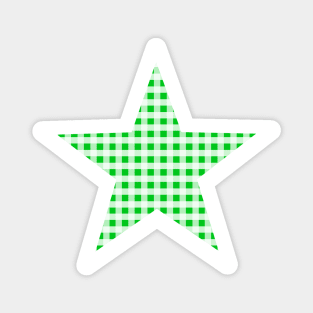 Green and White Gingham Star Magnet