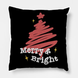 Merry And Bright Christmas Women Girls Kids Toddlers Cute Pillow