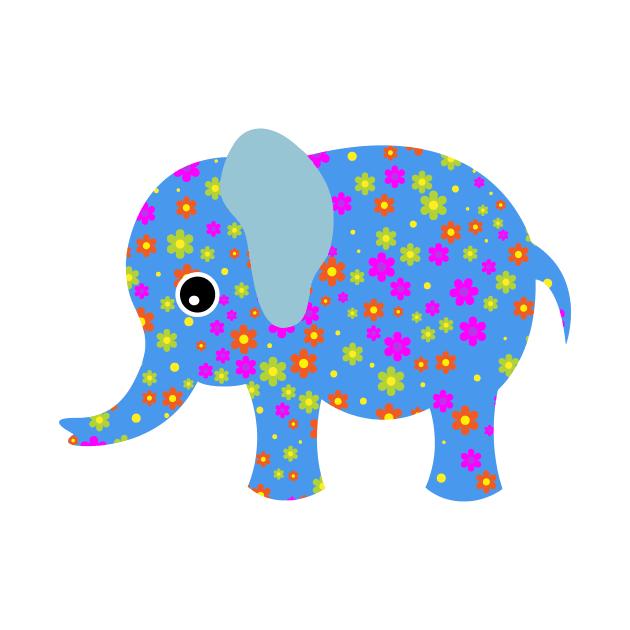 Cute Baby Elephant Flower Floral Art Design by PatrioTEEism