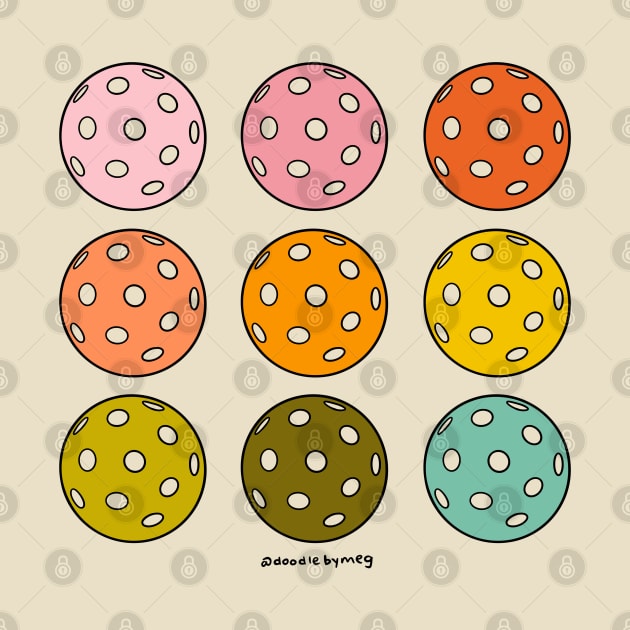 Rainbow Pickleballs by Doodle by Meg