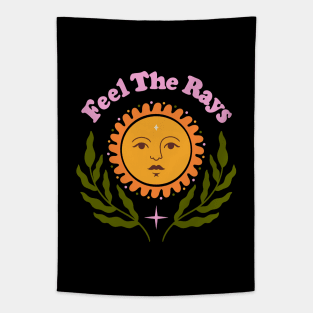 Feel The Rays Sunshine Sun Boho Retro Tapestry