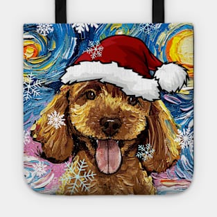 Apricot Poodle Puppy  Santa Tote