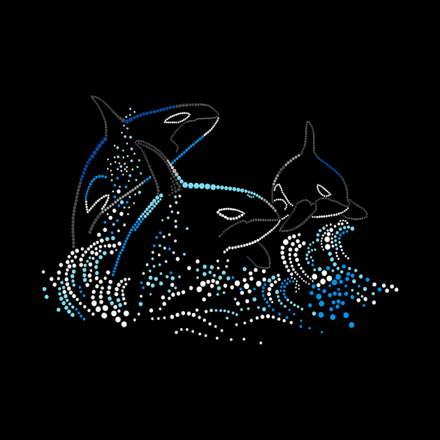 Orca Whale Family Sea Animal Wildlife Dot by everetto