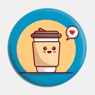 Cute Coffee Cup Cartoon Vector Icon Illustration Pin