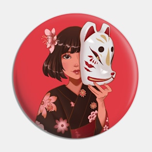 Kitsune Girl Pin