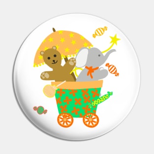 Teddy bear and elephant tossing candies Pin