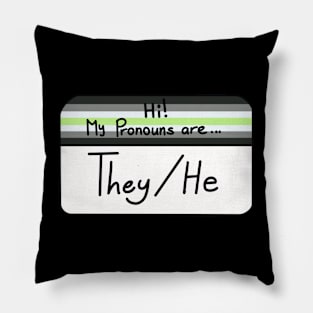 Hi my pronouns are - they he - agender pride Pillow