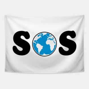 SOS – Earth Overshoot Day / Climate Change (Black / 3C) Tapestry